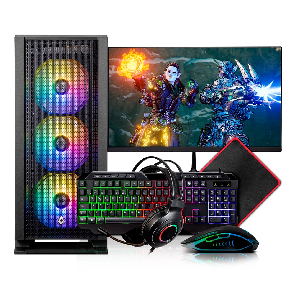 PC Gamer Completo Mancer, AMD Ryzen 5 5600GT, Vega 7, 16GB DDR4, SSD 480GB, Fonte 400W 80 Plus