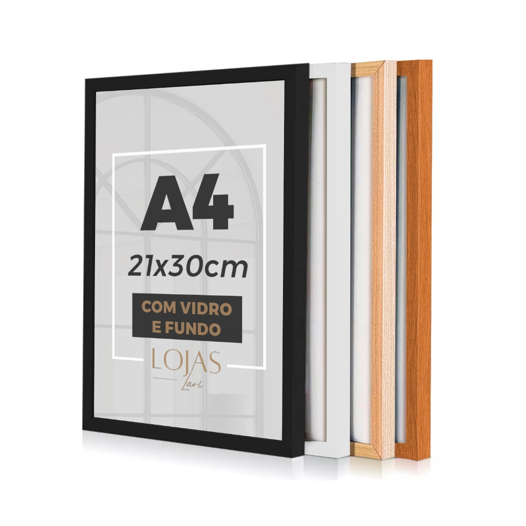 Moldura A4 21x30cm Certificado Impressão Fotografia Com Vidro em Oferta na Shopee