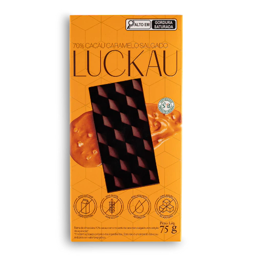 Barra Chocolate 70% Caramelo Salgado SEM GLÚTEN SEM LACTOSE SEM AÇÚCAR - 75g