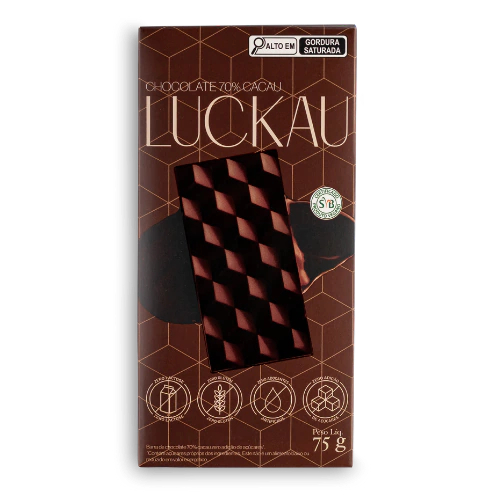 Barra Chocolate 70% SEM GLÚTEN SEM LACTOSE SEM AÇÚCAR - 75g