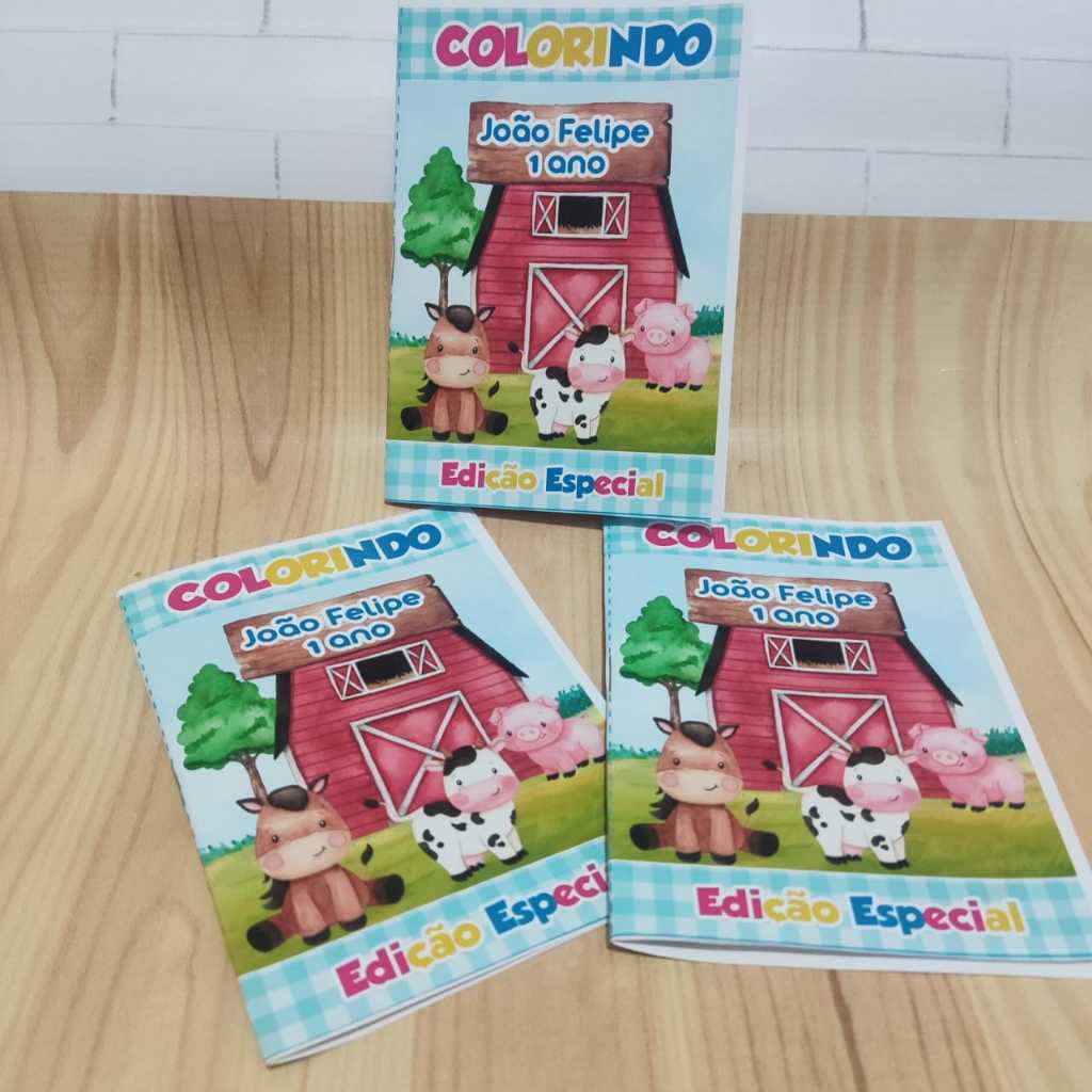 Revistinha de Colorir Personalizado Fazendinha menino azul Lembrancinhas festas/livrinho infantil em Oferta na Shopee