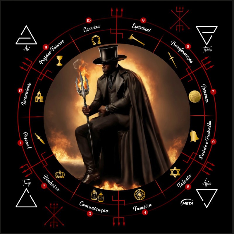 Legítima Toalha Exu Capa Preta Para Altar e Leitura Jogo de Cartas 70cm