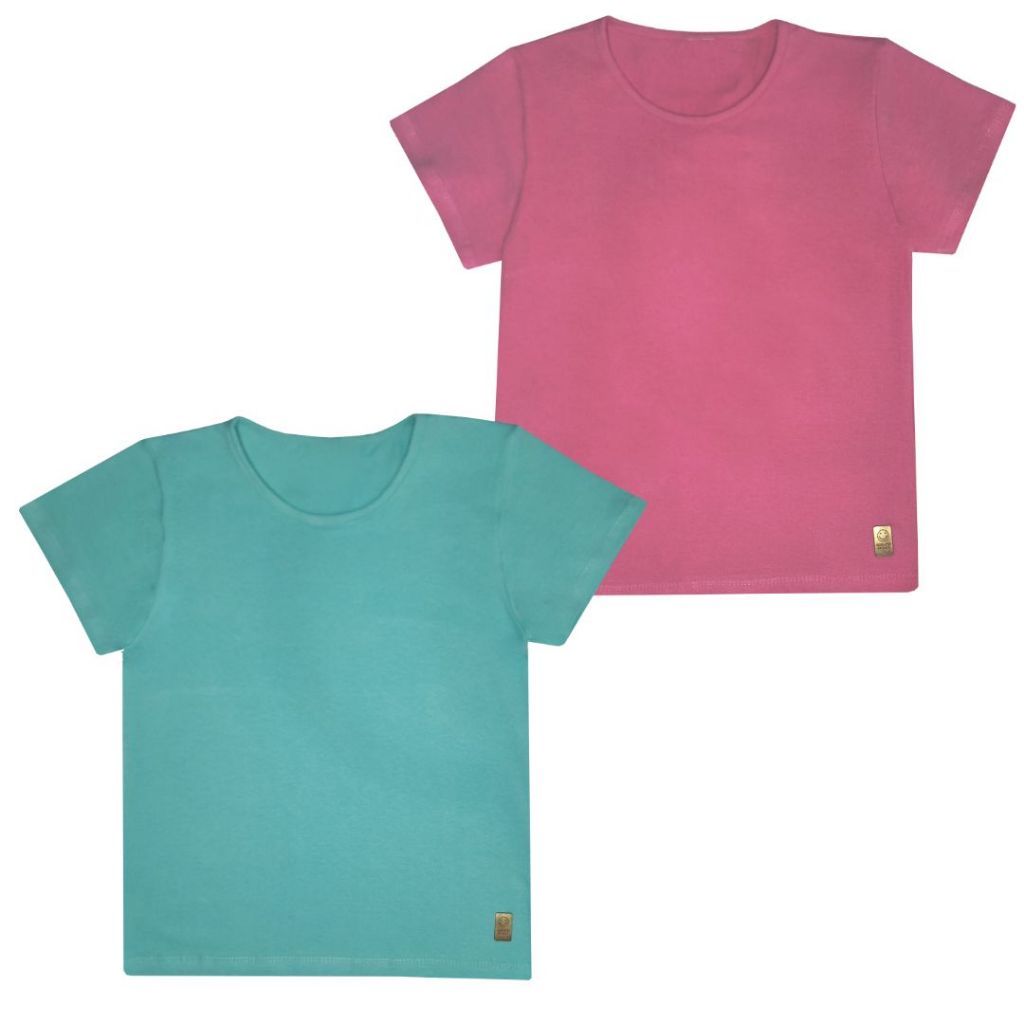 Kit 2 Camiseta Infantil Juvenil Babylook T-shirt Básica Menina Lisa Blusinha Algodão Cotton Manga Curta Roupa Verão Feminina 4-14