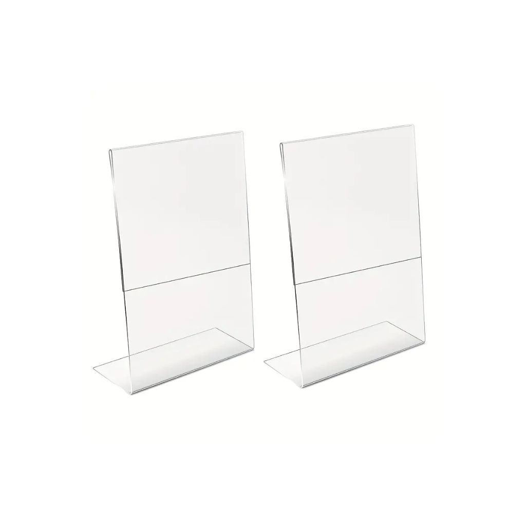 Kit com 2 Display Expositor Acrilico L Tamanho A5 15x21cm Vertical