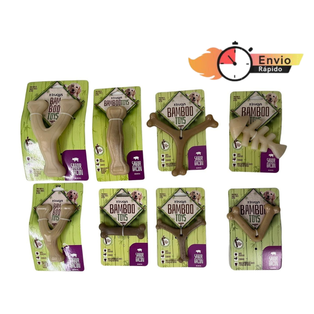 Brinquedo Osso Mordedor Sabor Bacon P/ Cães Cachorro Limpa Dentes Remove Tártaro Bamboo Toys em Oferta na Shopee