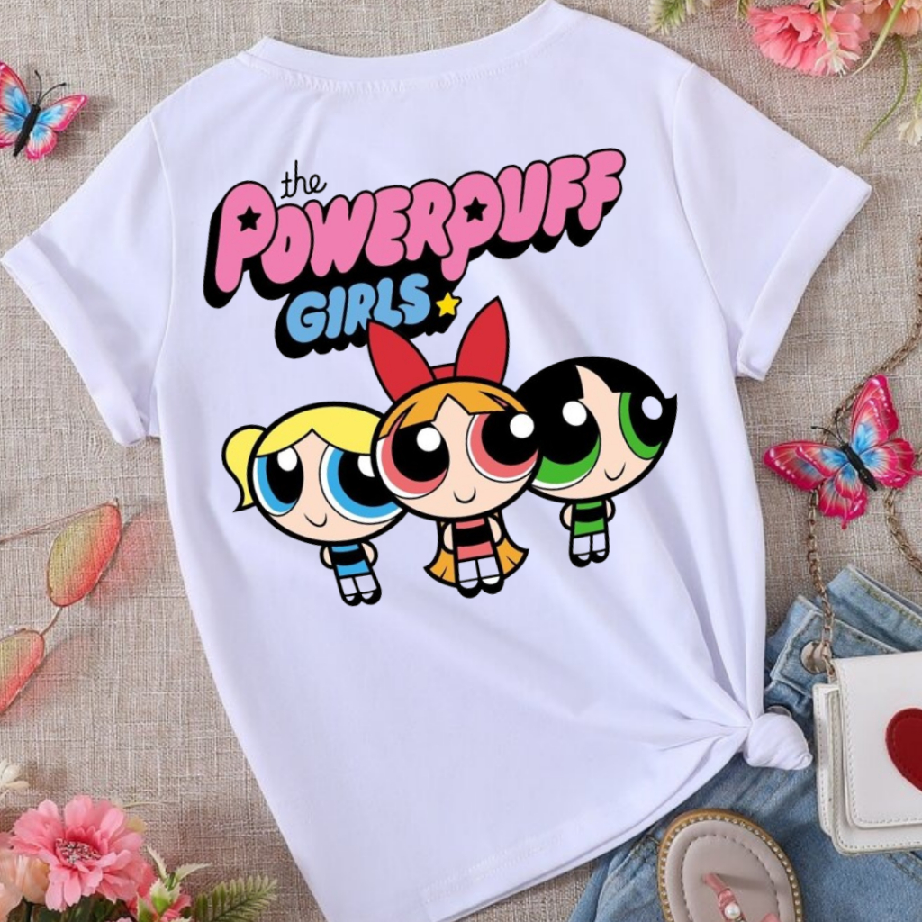 Camiseta Feminina Estampada Básica Meninas Super Poderosas: Para Academia, Corrida e Uso Diário