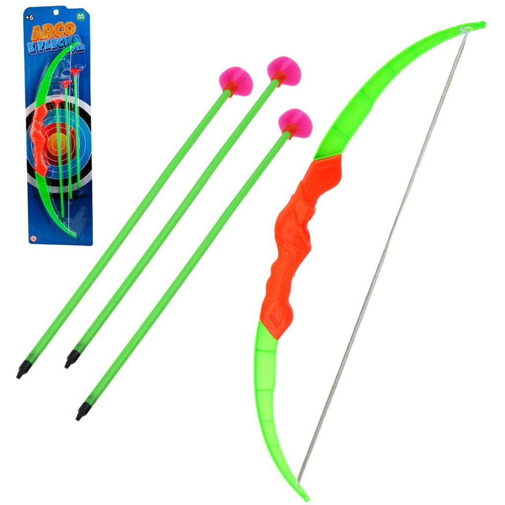 Brinquedo Infantil Menino Menina Arco e Flecha 04 Peças Colorido