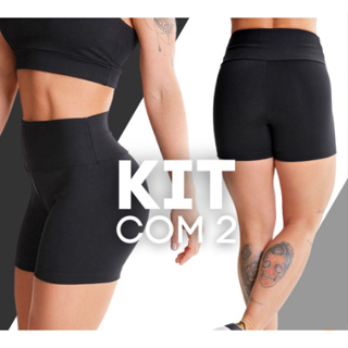 Kit 2 Bermudas Meia Coxa Para Academia Fitness Feminina Cós Alto Suplex Alta Qualidade em Oferta na Shopee