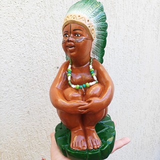 Estatua Imagem Caboclinho Flechinha / Erê de Oxóssi 30cm em Gesso Umbanda Candomblé em Oferta na Shopee