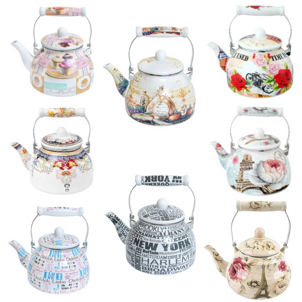 Chaleira Jarra Bule 2,5 litros Inox Esmaltada Alça Térmica Estampa Florida em Oferta na Shopee