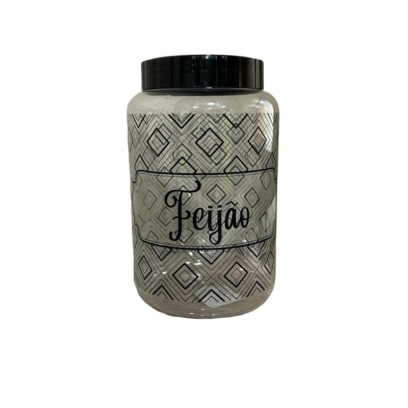 Pote Plástico P/ Mantimento Tampa Preta 1700ml  Qpots Cor Transparente/Preto