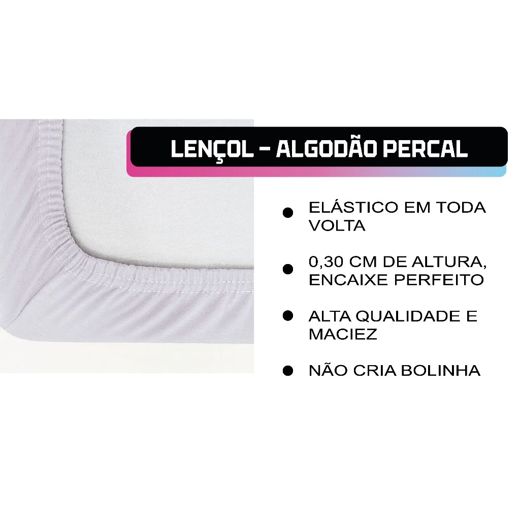 Lençol Queen Avulso 200 Fios 100% Algodão Top Varias Cores Toque Macio Respirável — imagem 2 de 2