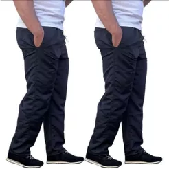Kit 2 calças tactel masculina PRETA sem listra com bolso reforçada para trabalho, exercicio