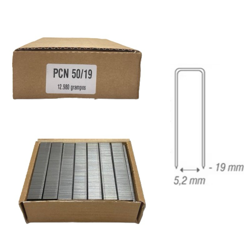 Caixa de Grampo para Grampeador Pneumático PCN 50/19 - Grampo Profissional Granfix para Madeira  MDF