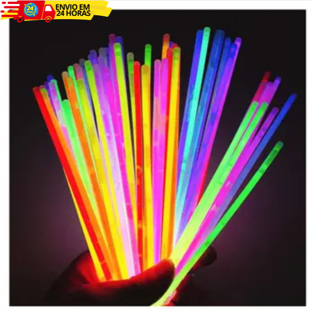 Pulseira Neon Fluorescente Tubo com 100 Unidades Festa Balada Casamento Formatura Bilha