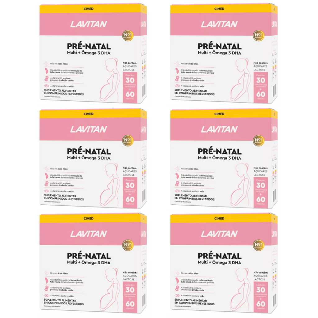 Kit 6x Lavitan Pré-natal Multivitamínico + Ômega 3 - 90 Cps