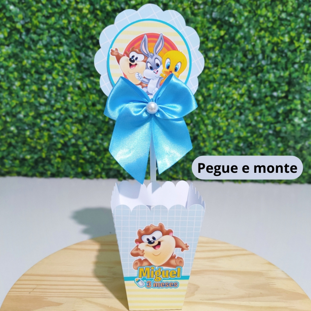 PEGUE E MONTE - Centro De Mesa Cachepot Lembrancinhas  Baby Looney e Tunes / Aniversário / Caixinhas/ Lembrancinha