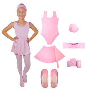 Kit Roupa De Ballet Infantil 6 Itens Uniforme Bailarina Collant Regata