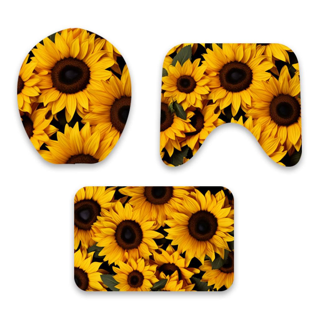 Tapete Jogo de Banheiro 3 Peças Antiderrapante Girassol e Diversos