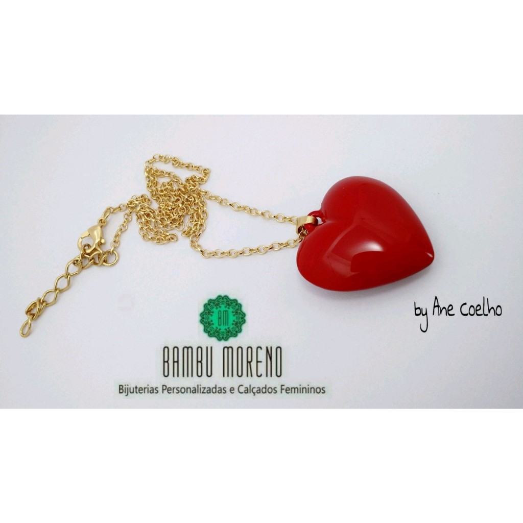 Colar Corrente Fininha + Coração Grande Colorido Cor à escolher Bijuteria fina, Bijuteria luxo, Bijuteria, Bijoux, Acessório Feminino, Dia das mães