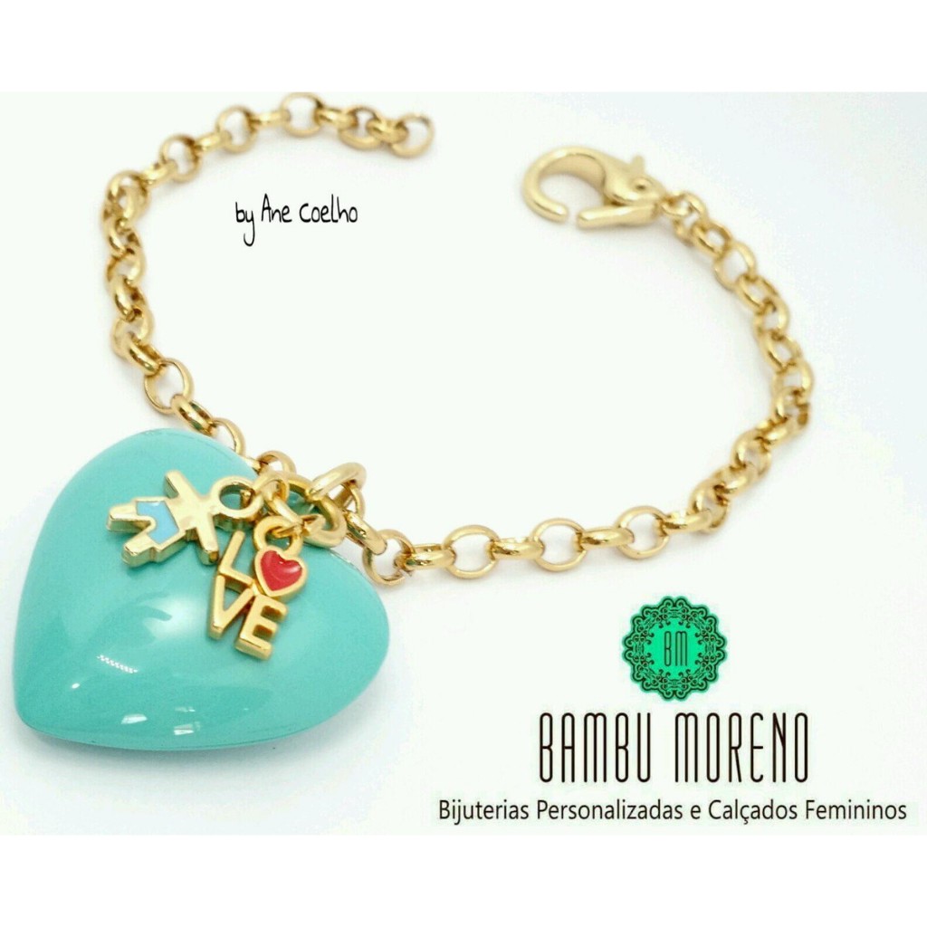 Pulseira com Coração e Pingente Love e 01 Menino ou Menina Bijuteria fina, Bijuteria luxo, Bijoux, Acessório Feminino