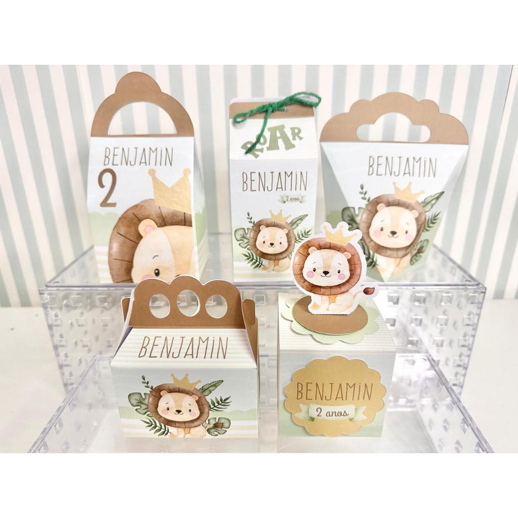 Caixinhas Leãozinho Leão Personalizadas lembrancinha Festa Infantil - PEGUE E MONTE  Envio Rápido