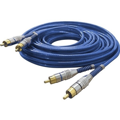 Cabo RCA 5 Metros Blindado Metal Azul 5mm 5m Svart TechOne