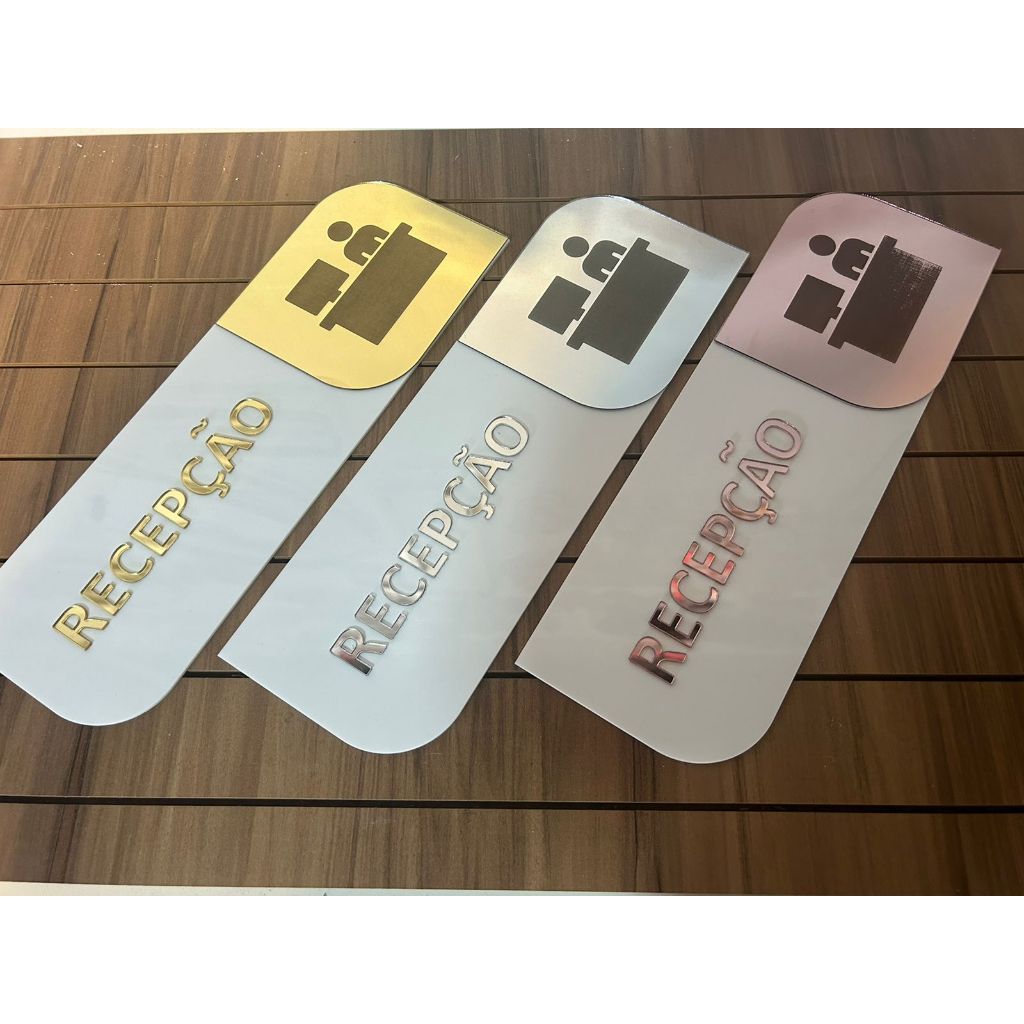 Placa identificação de porta Recepção 100% acrílico em Oferta na Shopee