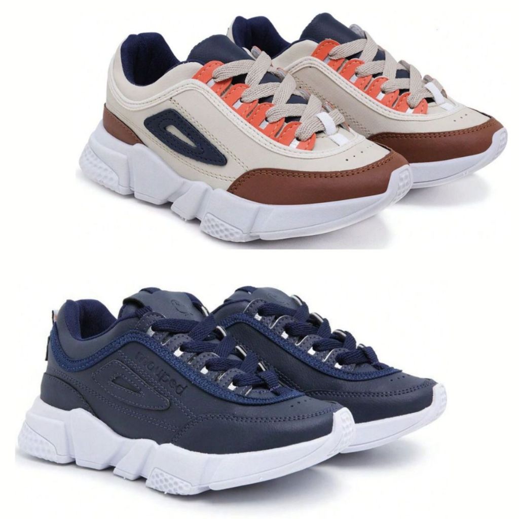 Kit 2 Pares de Tênis Infantil Casual Feminino Masculino com Recortes Básico Escolar