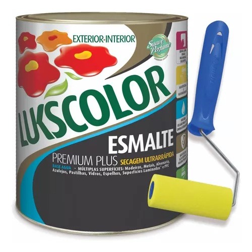Esmalte Base Agua Lukscolor Preto Fosco + Rolinho 9cm Tigre