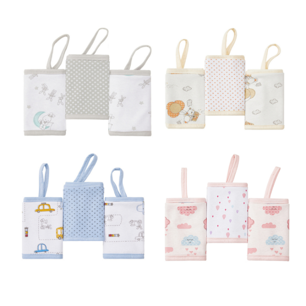 PANINHO DE BOCA PAPI MALHAS COM PRENDEDOR DE CHUPETA ESTAMPADO 28cm x 28cm CONTEM 03 UN