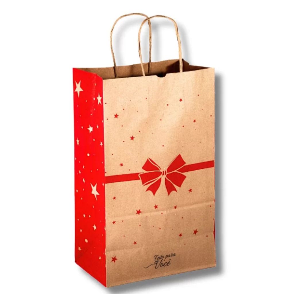 SACOLA KRAFT PARA PRESENTE LAÇO DIVERSOS TAMANHOS em Oferta na Shopee