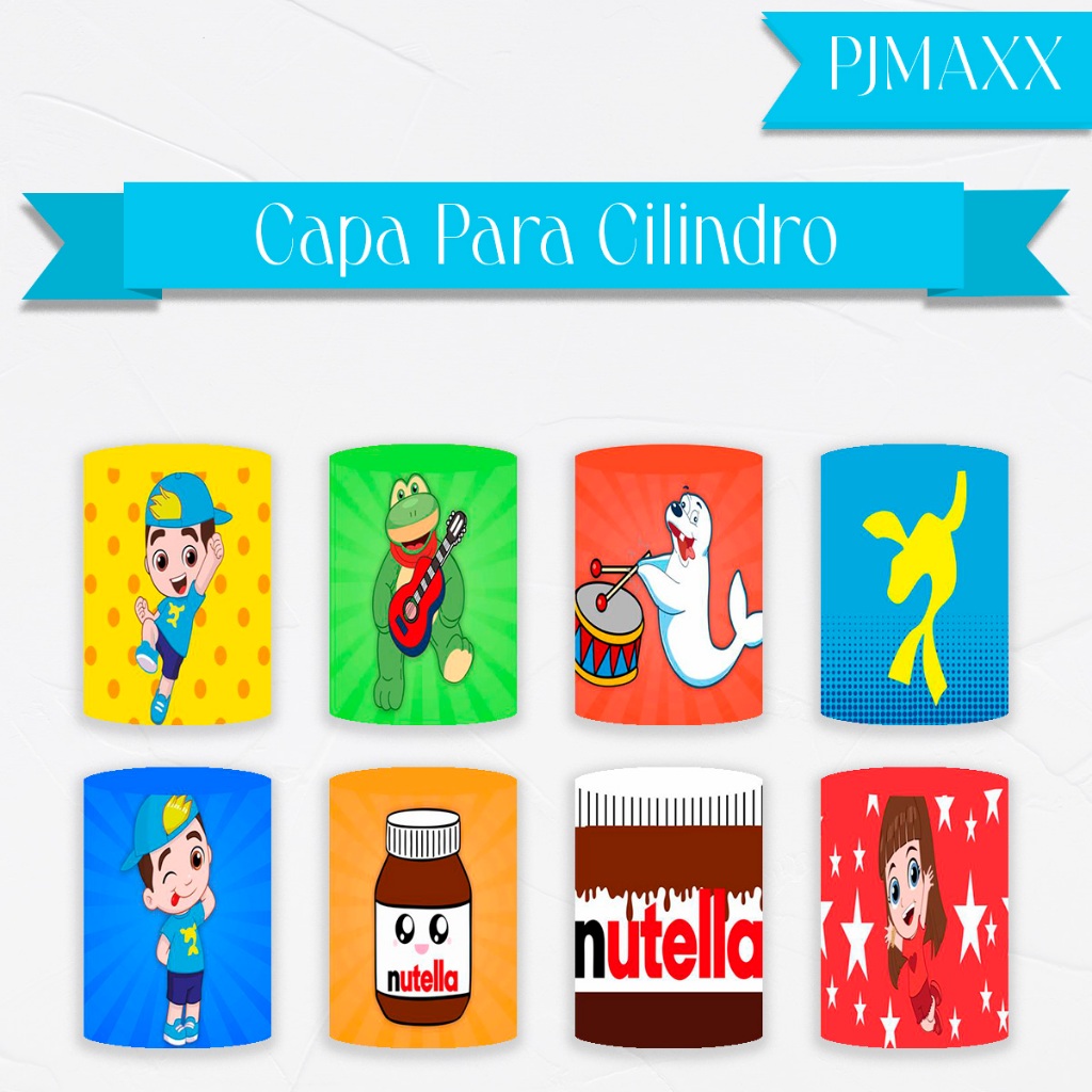 Capa Para Cilindro Tema Lucas Neto Foca Nutella Decoração Elegante Malha Sublimada