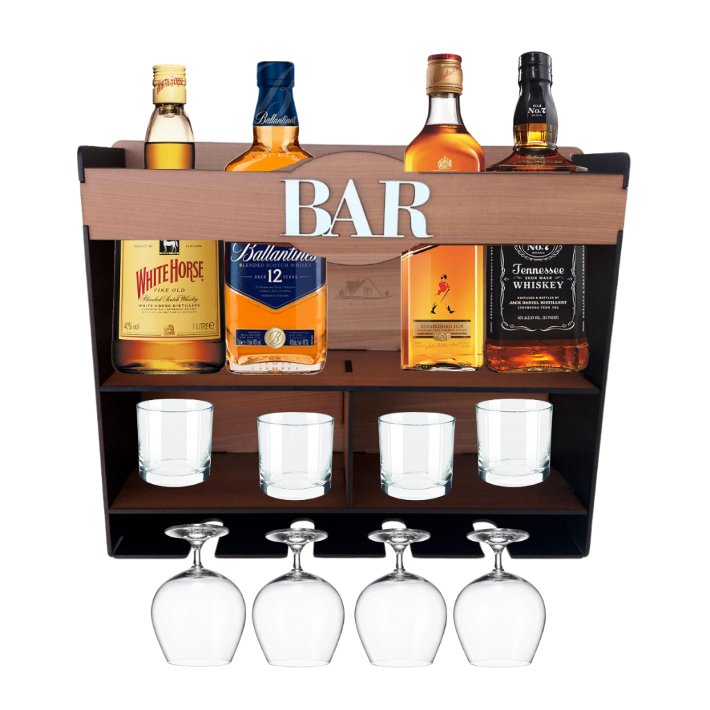Bar Adega Barzinho De Parede Rústico Madeira Porta Garrafas De Vinhos Whisky Gin Bebidas Porta Taça Bar Decorativo em Oferta na Shopee