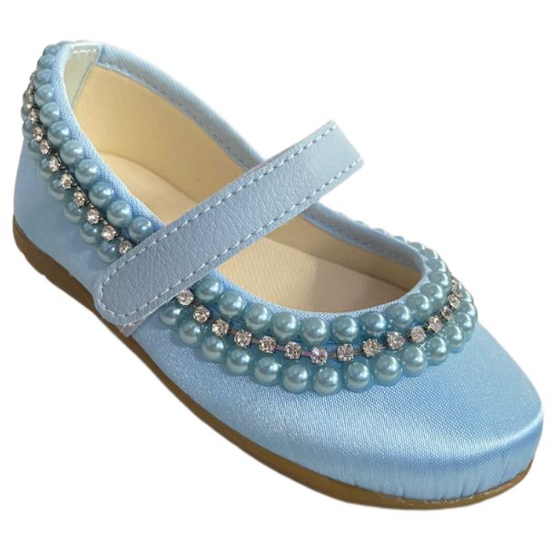 Sapatilha Customizada Personalizada Dama Daminha Azul Bebê Princesa Cinderela Frozen Tema Aniversário Meninas Pérolas em Oferta na Shopee