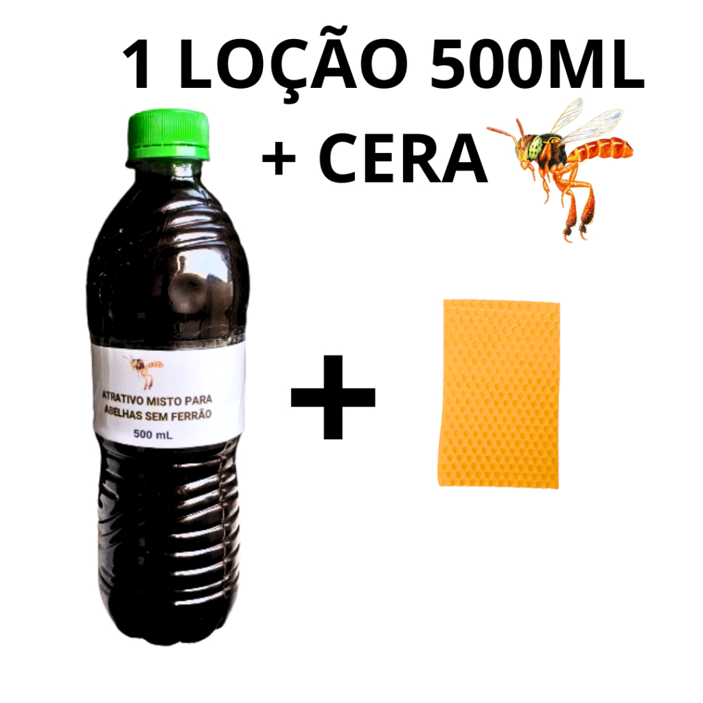 LOÇÃO ATRATIVA 500 ML + CERA -para captura de enxames-atrativo abelha-atrativo misto abelhas sem ferrão-feromonio-asf