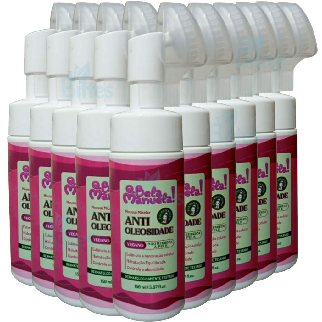 KIT 10 Mousses Micelar Antioleosidade Q Bela Manuela Limpeza Facial