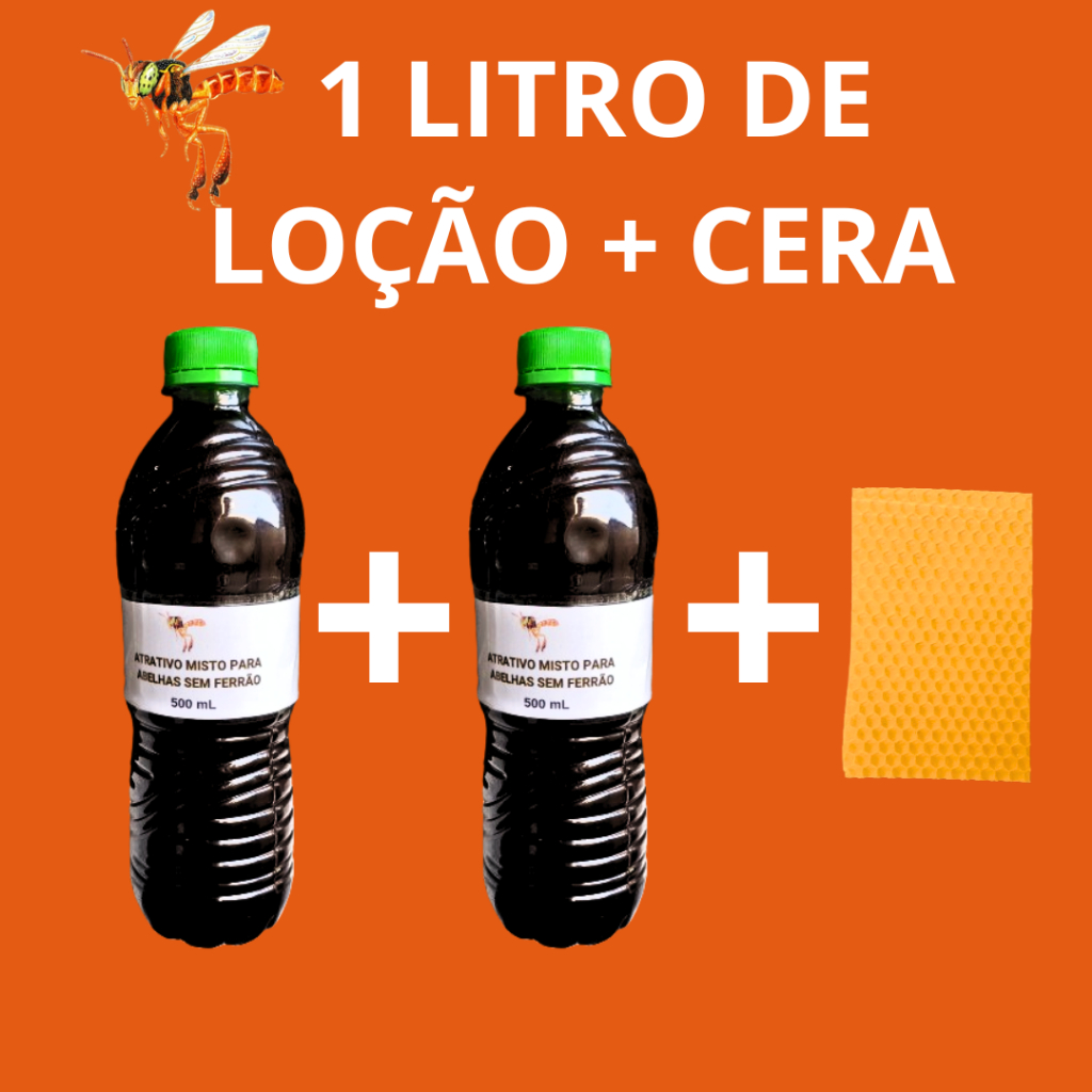 LOÇÃO ATRATIVA 1LITRO + CERA para isca captura enxame-isca abelha-atrativo-atrativo misto abelha s/ ferrão-feromonio ASF