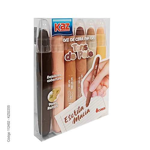 Giz de cera em gel com 6 cores retrátil tons pele KAZ KZ52255