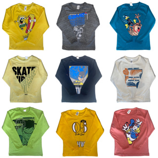 Kit 5 Camisetas Manga Longa Infantil Roupa Menino Frio 2 a 8 Anos em Oferta na Shopee