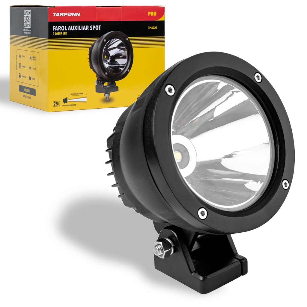 Farol Auxiliar Milha Spot Tarponn 1 Laser Led 25W PRO em Oferta na Shopee