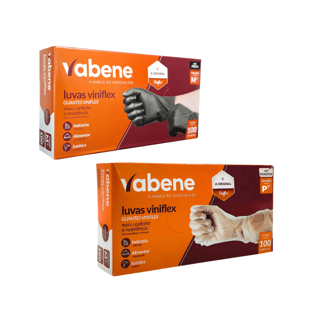 Kit c/2 Caixas de Luva Descartavel Viniflex com 100un - Preta e Transparente em Oferta na Shopee