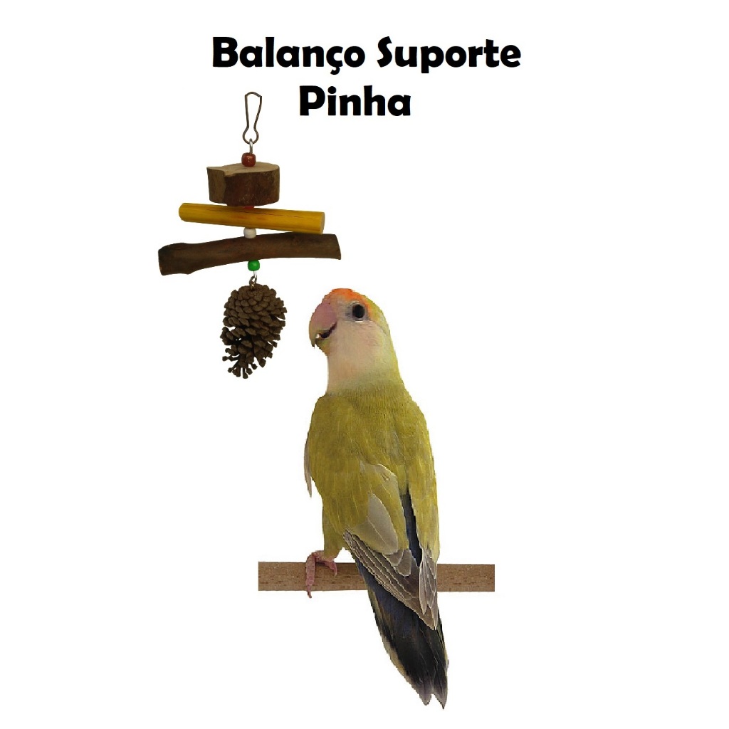 Brinquedo Balanço com Suporte de Pinha para Calopsita Agapornis Periquitos Ring Neck para Gaiola Viveiro de Pássaros Aves