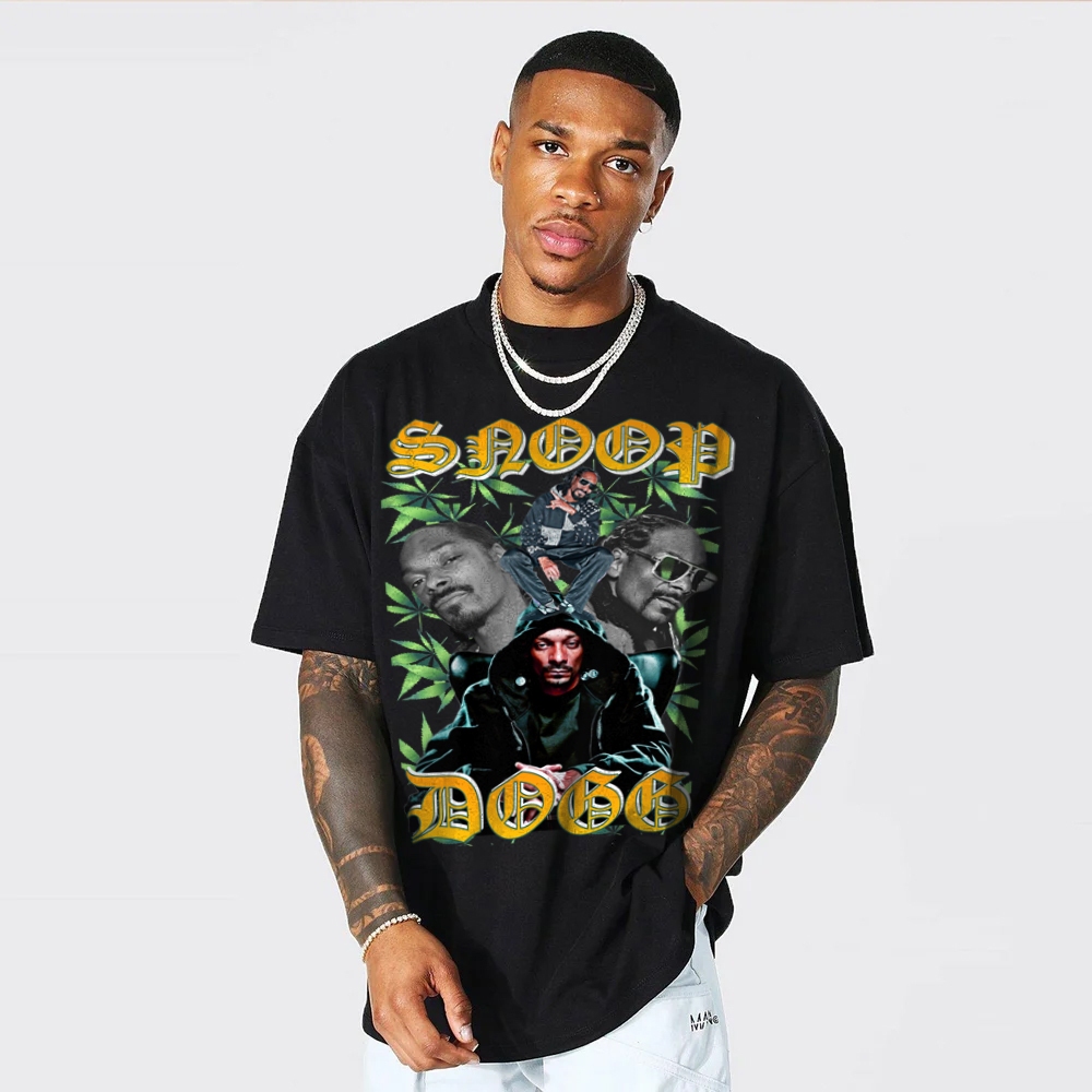 Camiseta Oversized Masculina Streetwear 100% Algodão Premium Bootleg - Snoop Dogg Dog