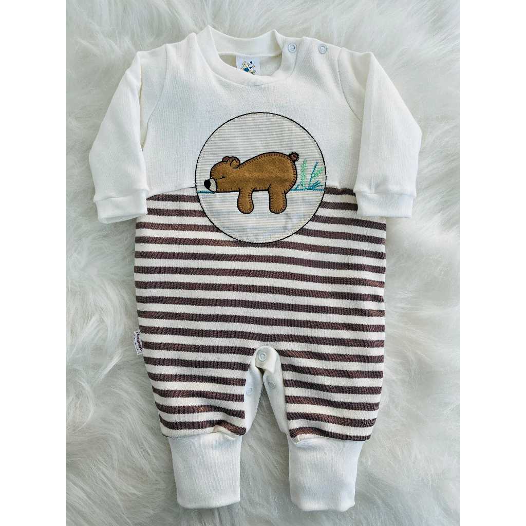 Macacão Bebê Malha Suedine Bordado Infantil Menino em Oferta na Shopee