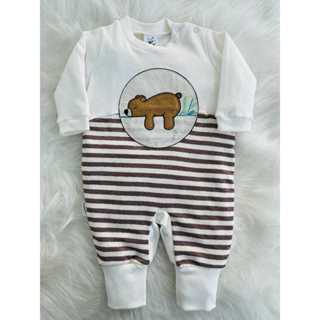 Macacão Bebê Malha Suedine Bordado Infantil Menino em Oferta na Shopee