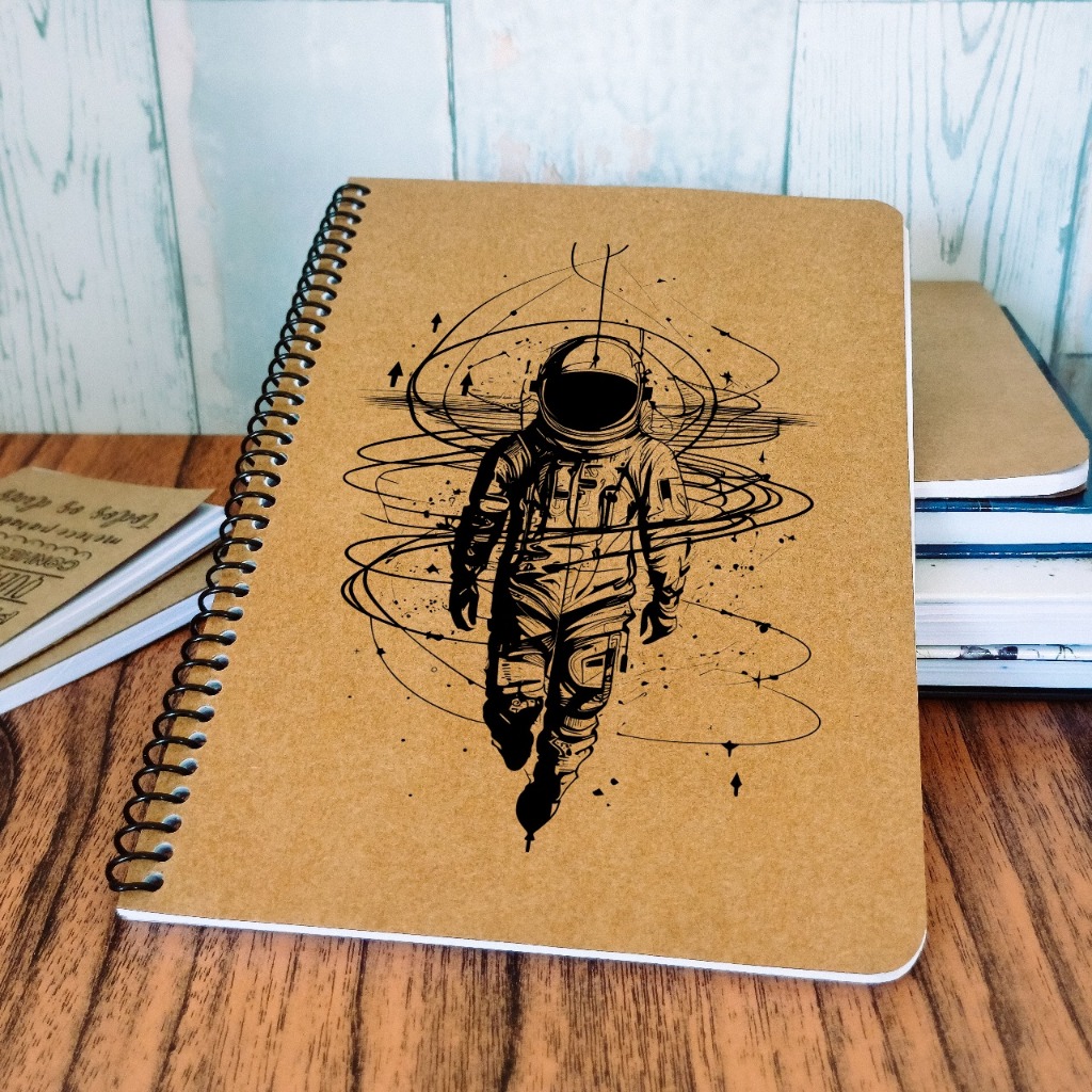 Caderno Pontilhado Kraft Astronauta A5 15x21cm 50 folhas Scrapbook para esboço ou anotações