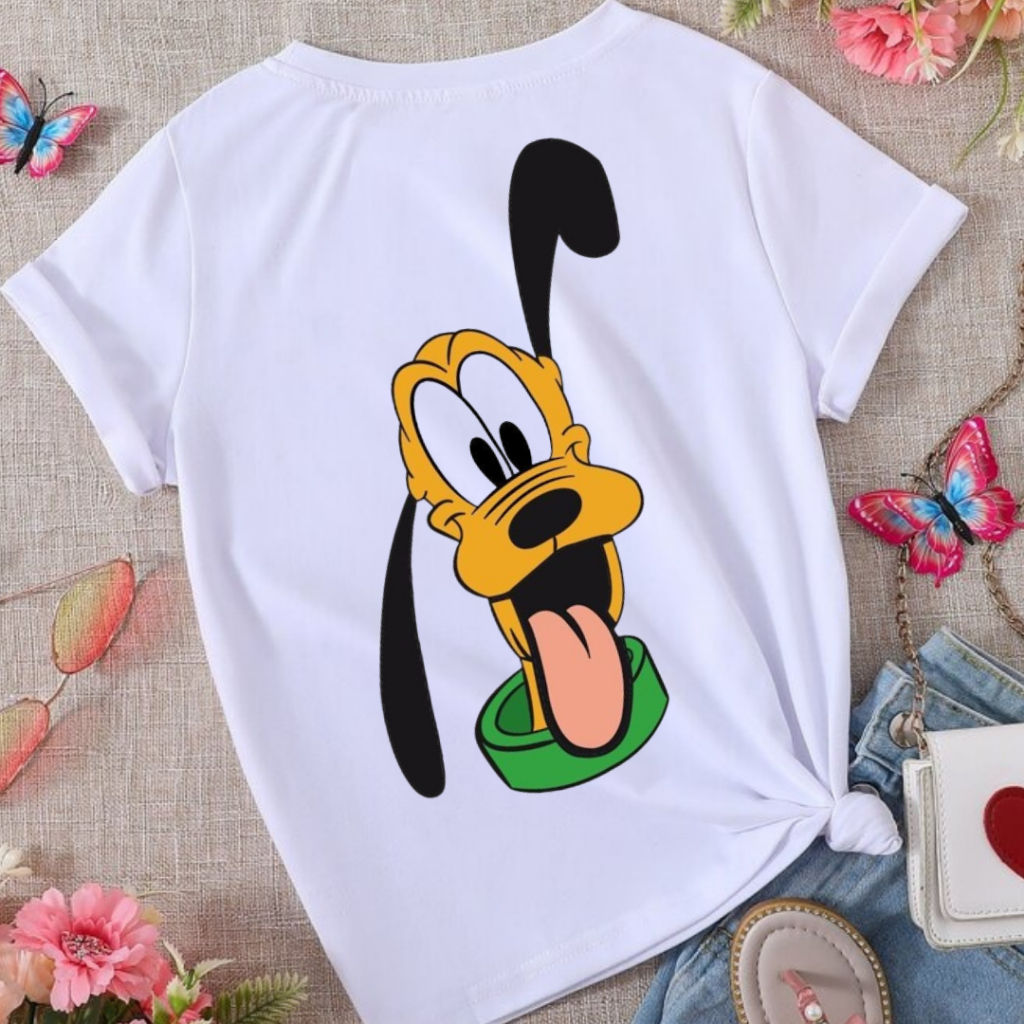 Camiseta Feminina Estampada Básica Pluto Disney: Perfeita para Academia, Corrida e Uso Diário