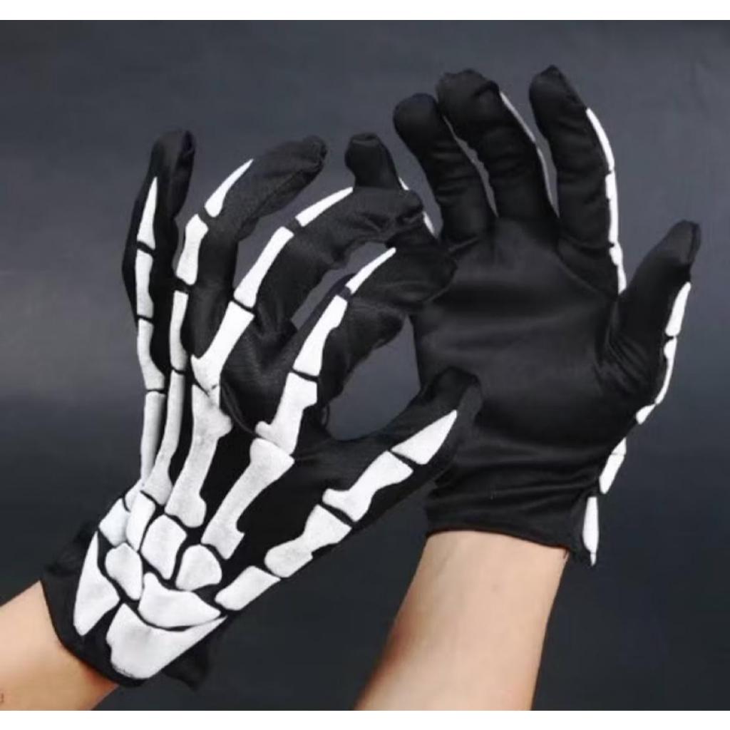 1 Par Luva Esqueleto Caveira Florescente Skull Halloween Cosplay Esqueleto Raio X