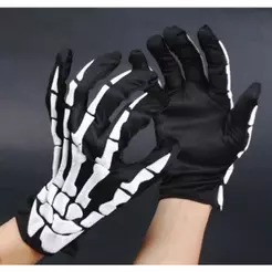 1 Par Luva Esqueleto Caveira Florescente Skull Halloween Cosplay Esqueleto Raio X